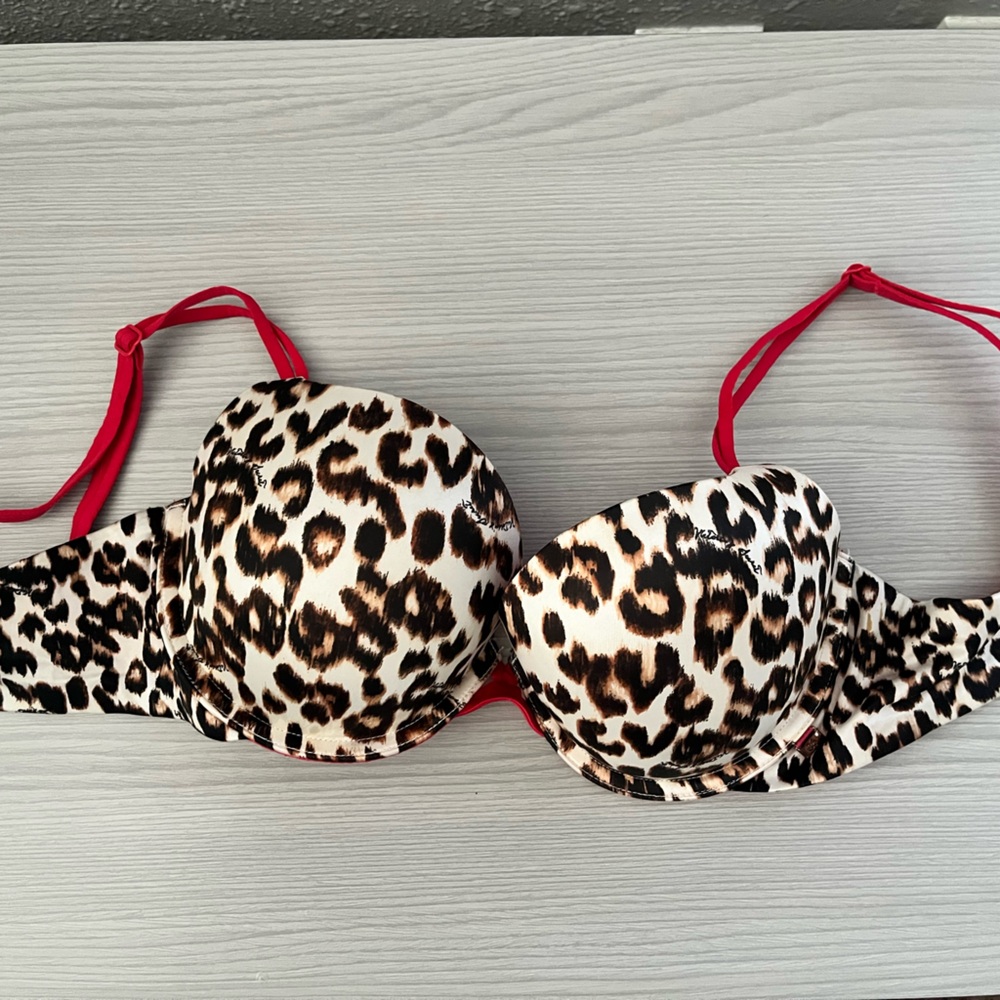 Victoria's Secret Red and Leopard Print Bra